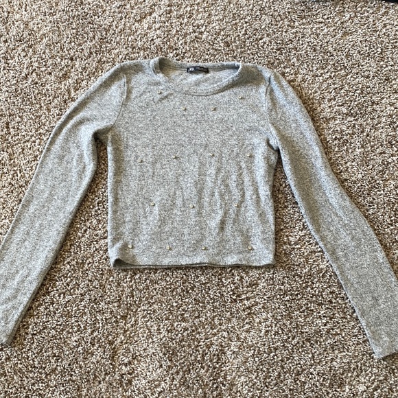 Zara Sweaters Zara Shrunken Sweater With Rhinestones Poshmark